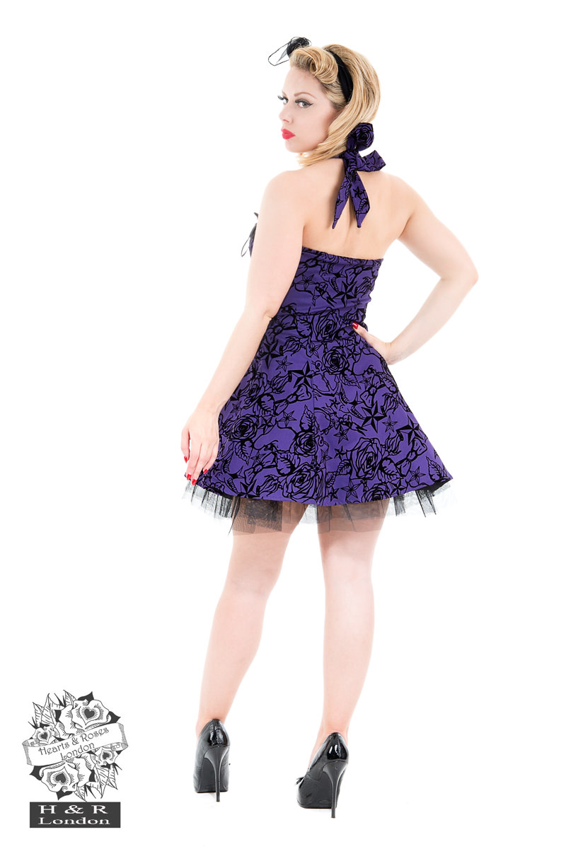 Purple Flocked Tattoo Dress